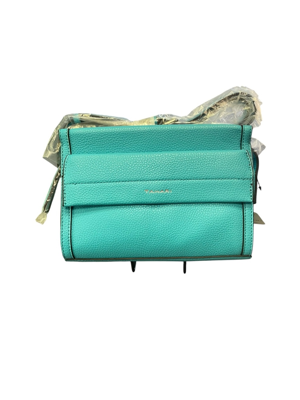 Tahari Pebbled vegan Leather Crossbody Bag in Teal top handle new